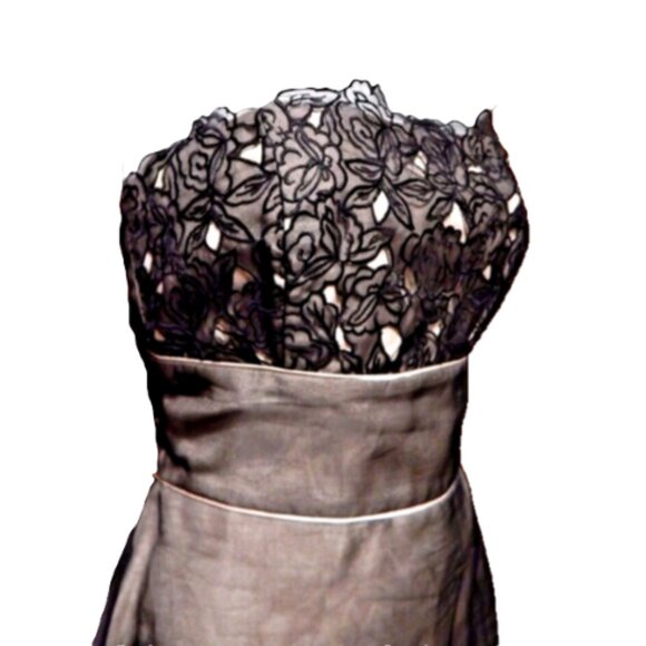 White House Black Market Silk Chiffon Strapless w/Floral Embroidery Detail 0 - Picture 4 of 10